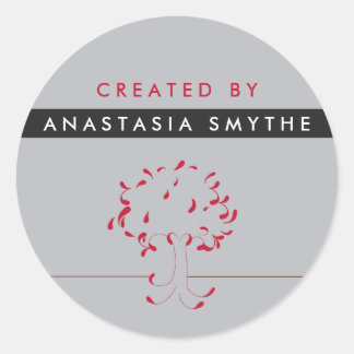 Made By {your name} Sticker in Grey and Red