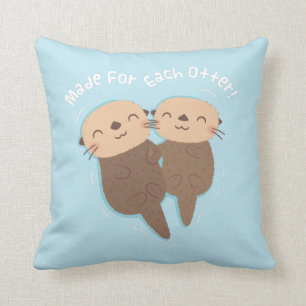 Made For Each Otter, Cute Sea Otter Couple Cushion