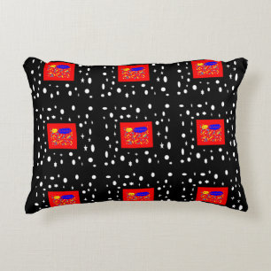 MADE FOR KAREN RED AND BLACK WHITE NAMED DECORATIVE CUSHION