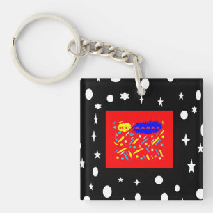 MADE FOR KAREN RED AND BLACK WHITE NAMED KEY RING