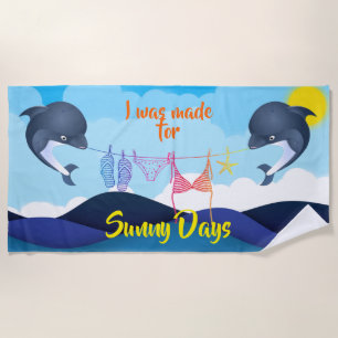 Made for Sunny Days Dolphin Blue Ocean Costume Beach Towel