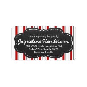 Made for you by Personalised Red stripes Label