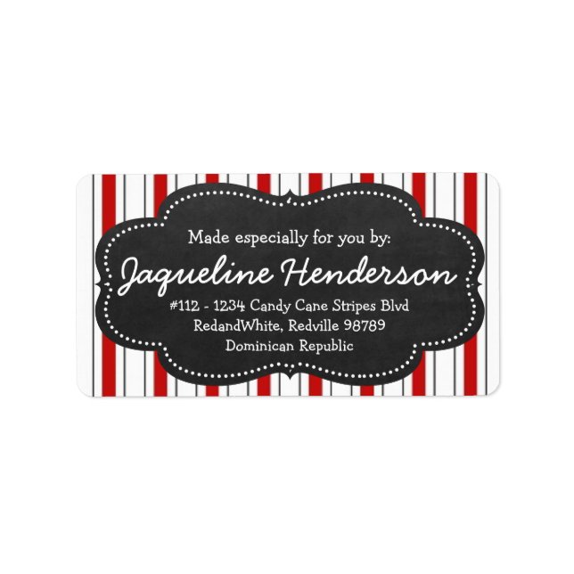 Made for you by  Personalised Red stripes Label (Front)
