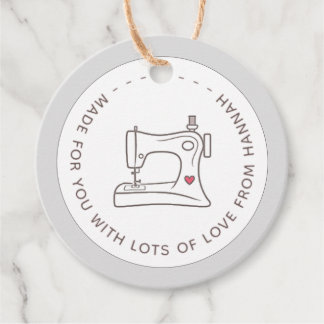 Made For You With Love Sewing Machine & Heart Favour Tags