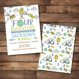 Made Four Adventure 4th Birthday Invitation