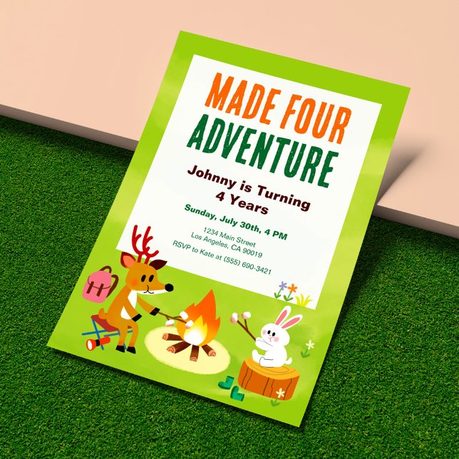 Made Four Adventure 4th Birthday Invitation (Creator Uploaded)