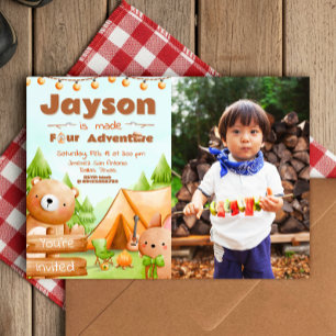 Made Four Adventure - Camping with Picture  Invitation