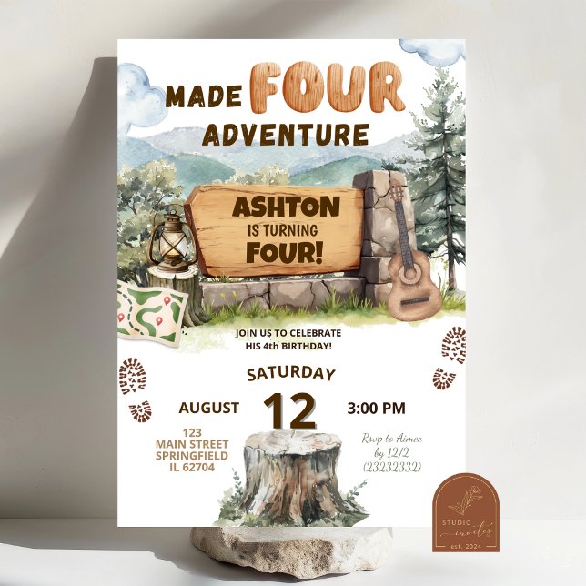 Made FOUR Adventure Woodlands Birthday Invitation (Creator Uploaded)
