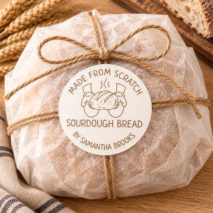 Made From Scratch Sourdough Bread Rustic Line Art Classic Round Sticker