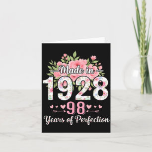 Made in 1928 Floral 98th Birthday Gifts Women 98 Card
