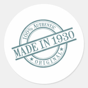 Made in 1930 Green Round Rubber Stamp Logo Classic Round Sticker
