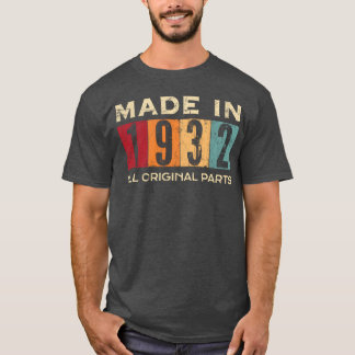 Made In 1932 90Th Bday 90 All Original P retro T-Shirt