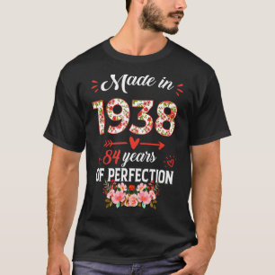 Made In 1938 Floral 84 Years Old 84th Birthday  Wo T-Shirt