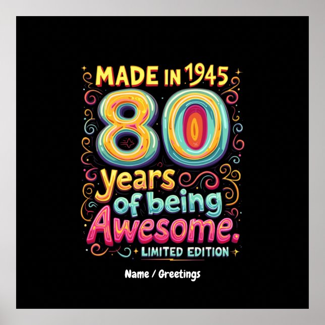  Made in 1945, 80 Years of Being Awesome  Poster (Front)