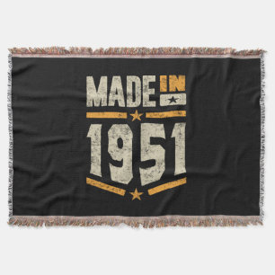 Made In 1951 Birthday Gift Throw Blanket