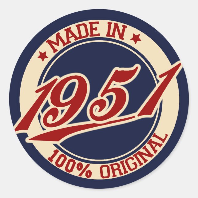 Made In 1951 Classic Round Sticker (Front)