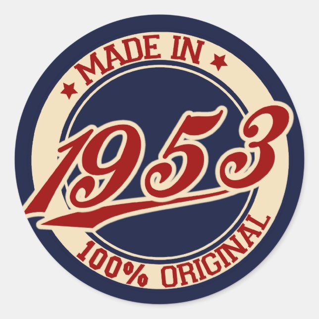 Made In 1953 Classic Round Sticker (Front)