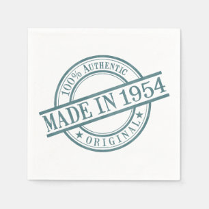 Made in 1954 Birth Year Round Rubber Stamp Logo Napkin