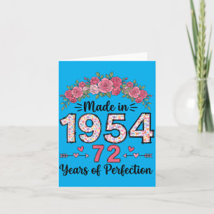 Made In 1954 Floral 72nd Birthday Gifts Women 72 Card