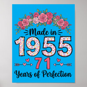Made In 1955 Floral 71st Birthday Gifts Women 71 Poster