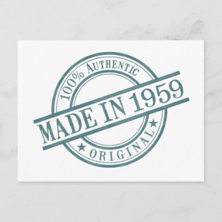 Made in 1959 Birth Year Round Rubber Stamp Logo Postcard