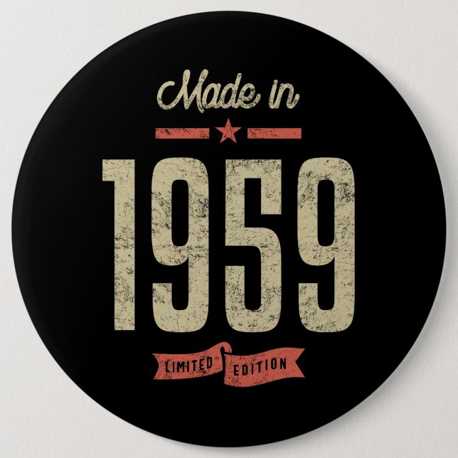 Made In 1959 Birthday Gift 6 Cm Round Badge (Front)