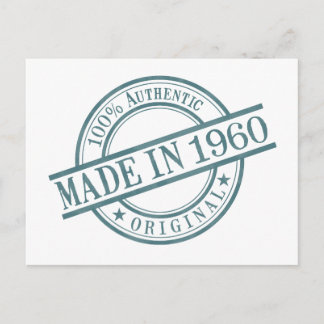 Made in 1960 Birth Year Round Rubber Stamp Logo Postcard