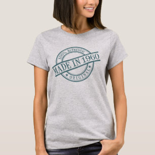 Made in 1960 Circular Rubber Stamp Logo Birth Year T-Shirt