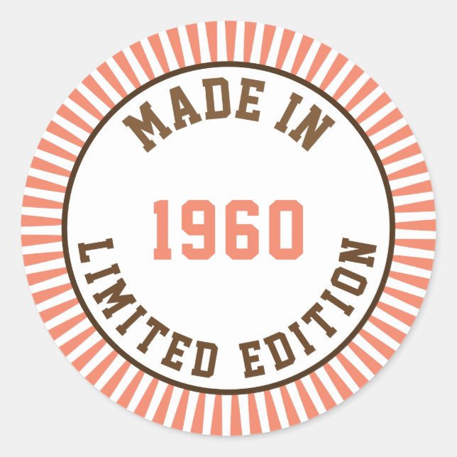 Made in 1960 classic round sticker (Front)