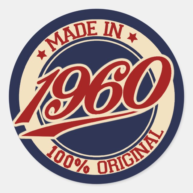 Made In 1960 Classic Round Sticker (Front)