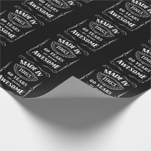 Made in 1963 60 years of being awesome 2023 bday wrapping paper