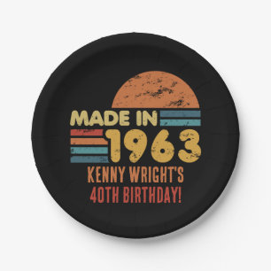 Made In 1963 60th Birthday Paper Plate