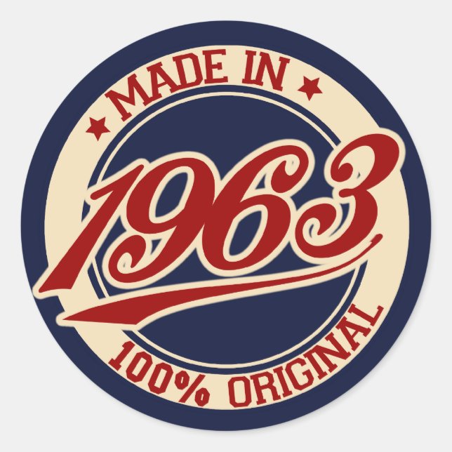 Made In 1963 Classic Round Sticker (Front)