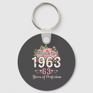Made In 1963 Floral 63rd Birthday Women 63 Years O Key Ring