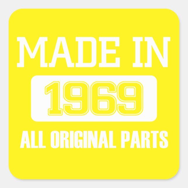 Made In 1969 All Original Parts Square Sticker (Front)