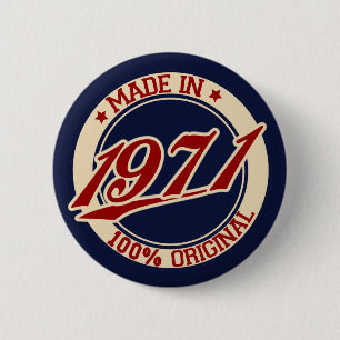Made In 1971 6 Cm Round Badge