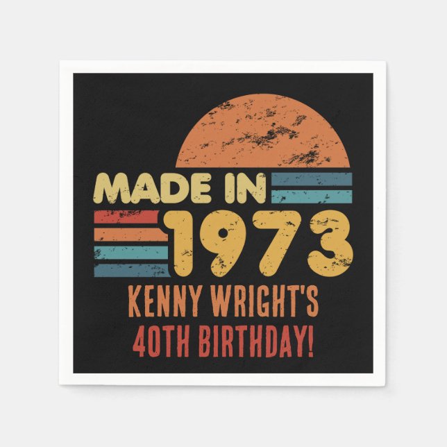 Made In 1973 50th Birthday Napkin (Front)