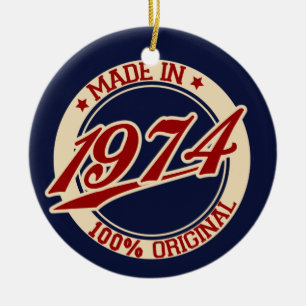 Made In 1974 Ceramic Tree Decoration