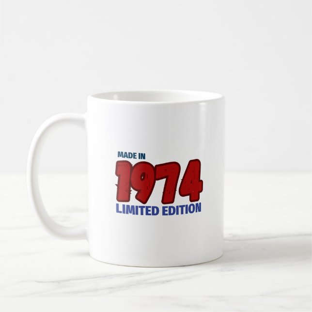 Made in 1974 Limited Edition T-Shirt Coffee Mug (Left)