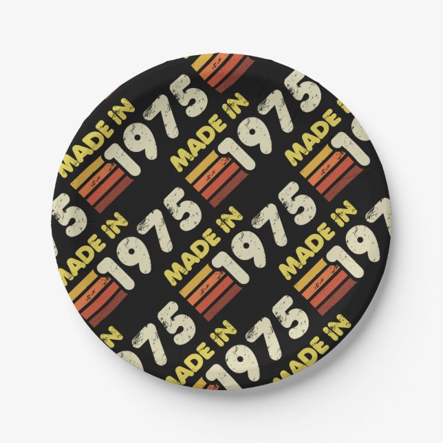 Made In 1975 50th Birthday Paper Plate (Front)