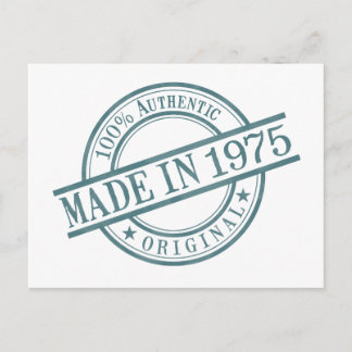 Made in 1975 Birth Year Round Rubber Stamp Logo Postcard