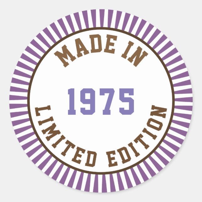 Made in 1975 classic round sticker (Front)