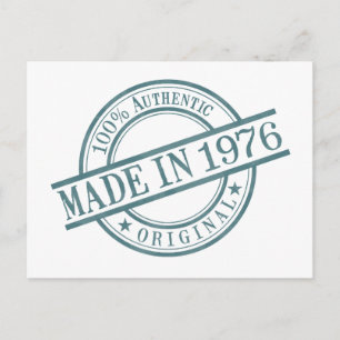 Made in 1976 Birth Year Round Rubber Stamp Logo Postcard