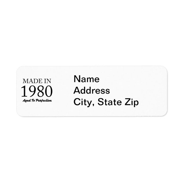 Made In 1980 Return Address Label (Front)