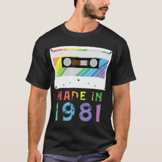 Made In 1981  Funny Retro Vintage Neon Gift T-Shirt