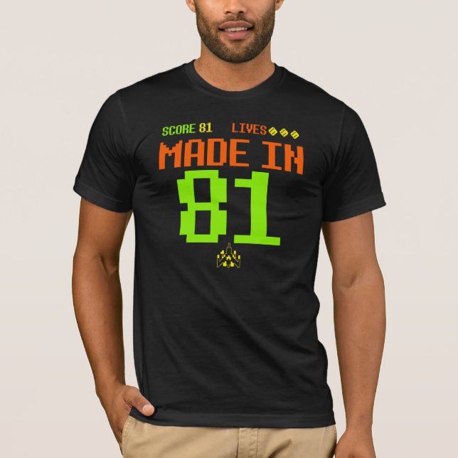 MADE in 1981 RETRO Inspired ARCADE Birthday Tee (Front)