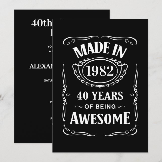 Made in 1982 40 years of being awesome 2022 bday invitation (Front/Back)