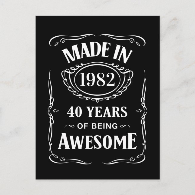 Made in 1982 40 years of being awesome 2022 bday postcard (Front)