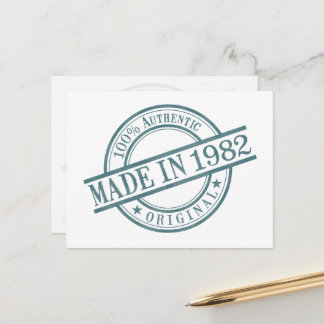 Made in 1982 Birth Year Round Rubber Stamp Logo Postcard
