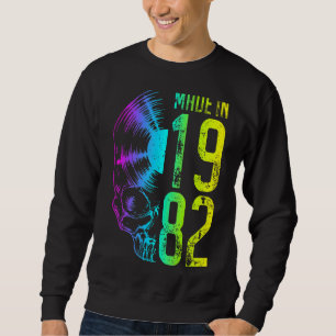 Made In 1982 Vintage Vinyl Record  Gothic Skull Lp Sweatshirt